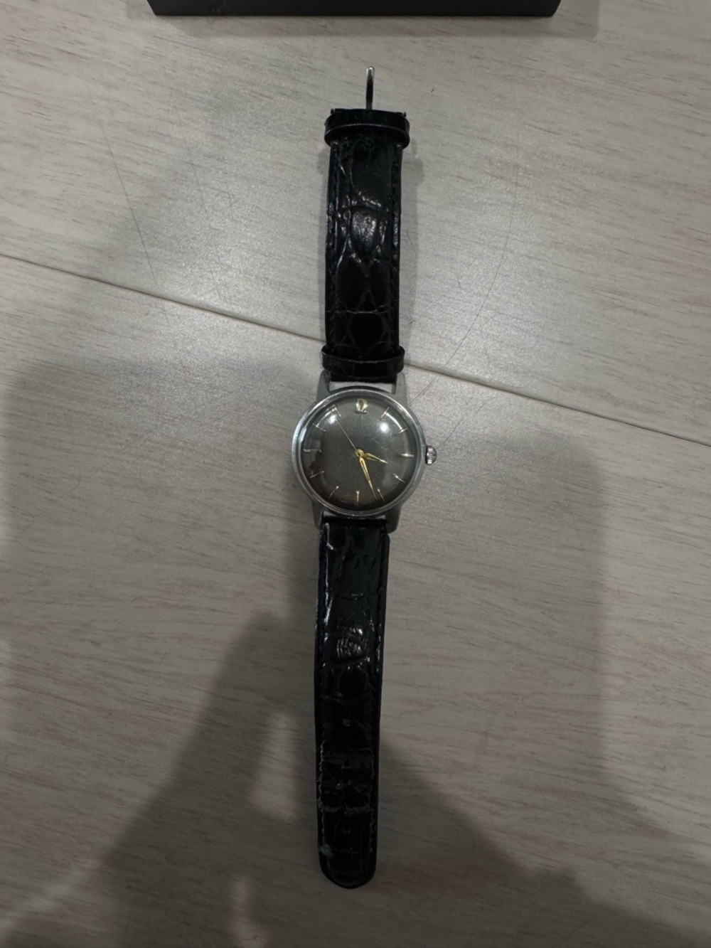 Breitling Black Leather Strap Watch Vintage